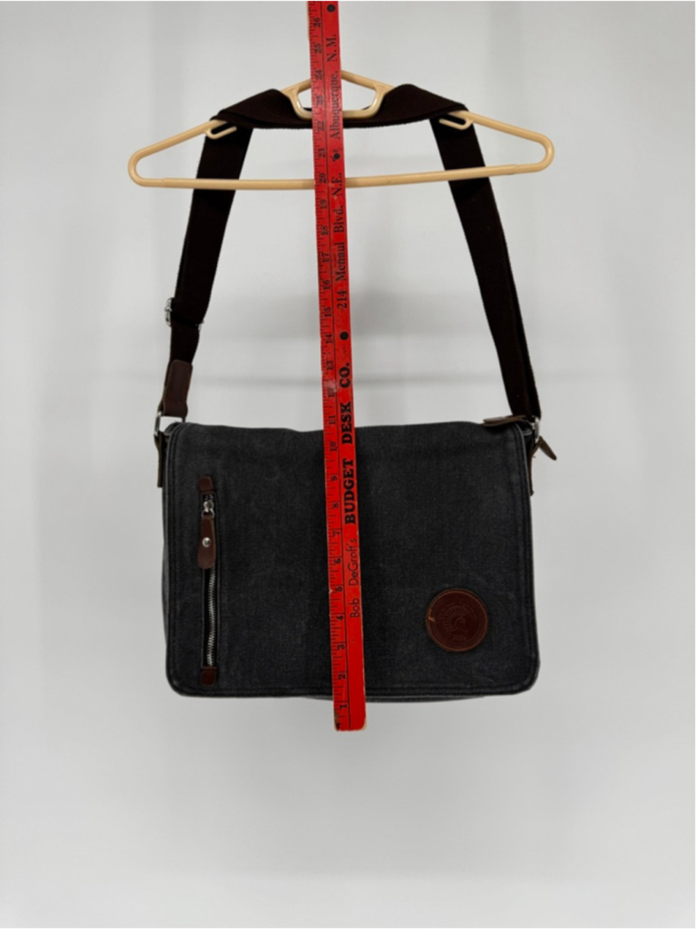 Augur Strauss & Co Gray Messenger Bag One Size with Brown Accents - Picture 11 of 14